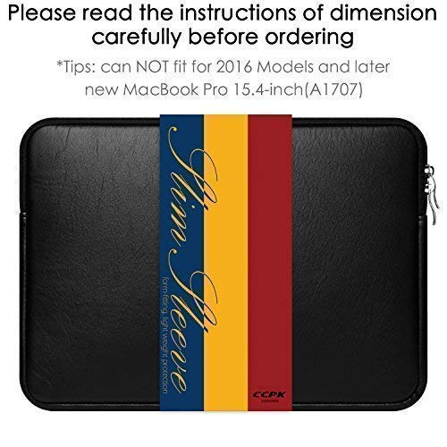 CCPK 15.6 inch Laptop Sleeve Case Bag Compatible for Apple 15.4" MacBook Pro A1286 Pro with Retina A1398 15" Microsoft Surface Book 2 15.6" Hp Elitebook 850 g5 Envy x360 Waterproof PU Leather Black