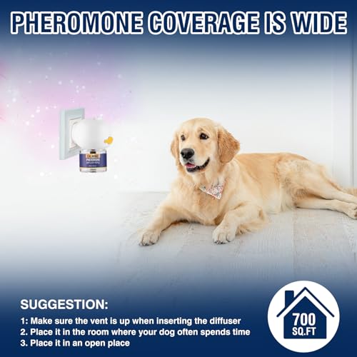 Pheromones for Dogs Calming 3 in 1 Tranquillit Kit (1 Diffuser + 2 Refill 48 ml) Calming Dog Calm Restless Stress for Relaxing and Tranquilating Dogs Diffuser 60 Days Tasteless Flavor