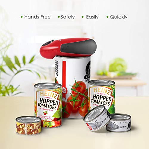 Electric Can Opener, Cakie Restaurant Can Opener Smooth Soft Edge One-touch Battery Automatic Electric Hands-free Can Opener For Kitchen Arthritis Elderly Travel and Chef's Best Choice’s (Red)