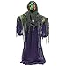 Halloween Haunters Life-Size Standing Scary Wicked Witch with Green Flashing Bloodshot Light-Up Eyes Prop Decoration - Creepy Old Evil Green Face Zombie Haunted House Graveyard Entryway Display