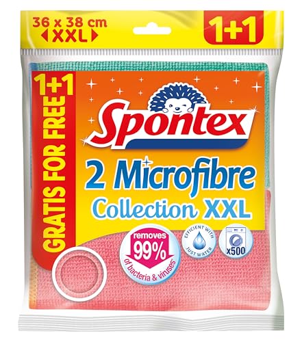 Microfibre Collection, super saugstarkes Mikrofasertuch, effizient ohne Chemie, im XXL Format 36 x 38 cm, Farbe nicht frei wählbar, 10 Stück
