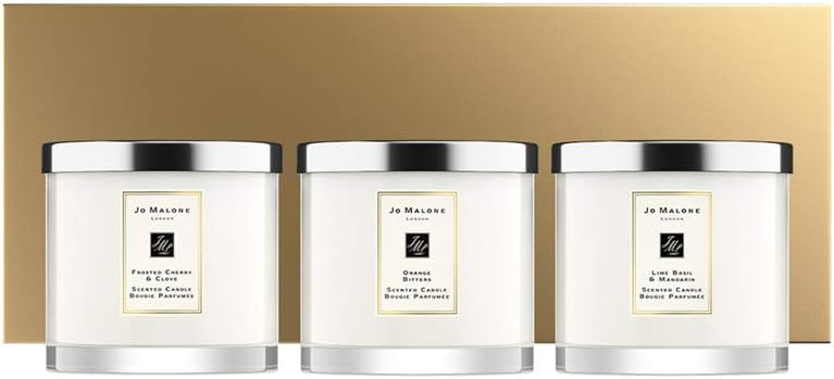 Jo Malone Christmas Deluxe Candle Collection Lime Basil Mandarin Frosted Cherry Clove Orange Bitters 600gr Luxury Leather Box Amazon De Beleuchtung