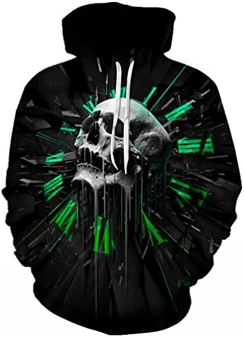 Hip Hop Skull Hoodie Sweatshirt For Men Winter Long Sleeve 3D Print Tracksuit Plus Size Unisex Black Clothing Dropship