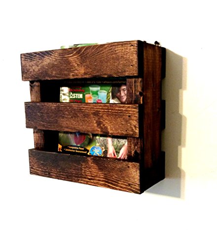Rustic Wooden Wall Mounted Magazine Rack, Restaurant Bar Menu Rack