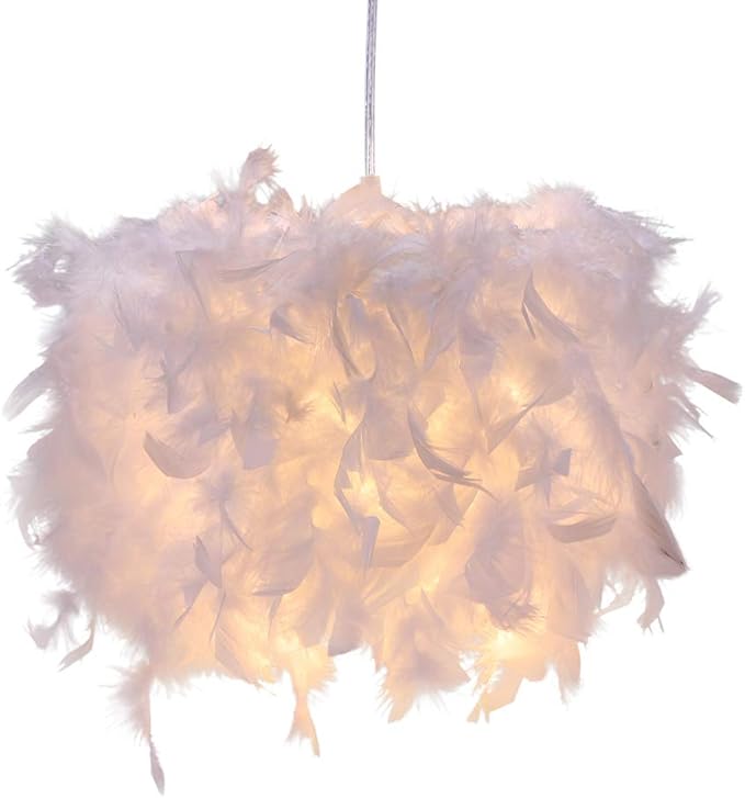 Donpow Feather Light Shade, Modern Style Feather Pendant Lampshade, Fluffy Feather Ceiling Light