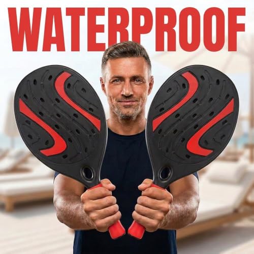 Pair of Beach Padel Beach Tennis Rackets with Soft Ball Set Wooden Rackets Sea, Beach Pool, Sea Garden, Beach Rackets Waterproof Water Resistant