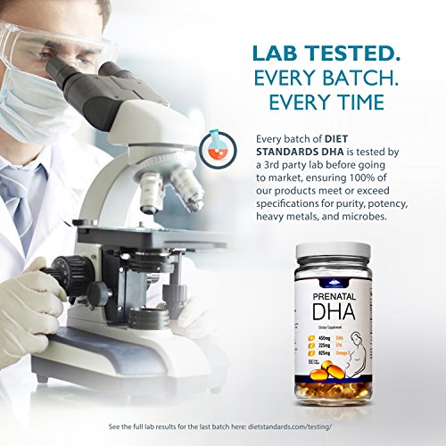 Diet Standards Prenatal DHA AlgaeBased = 100 Vegan Pills Best Omega 3 EPA & DHA Supplement