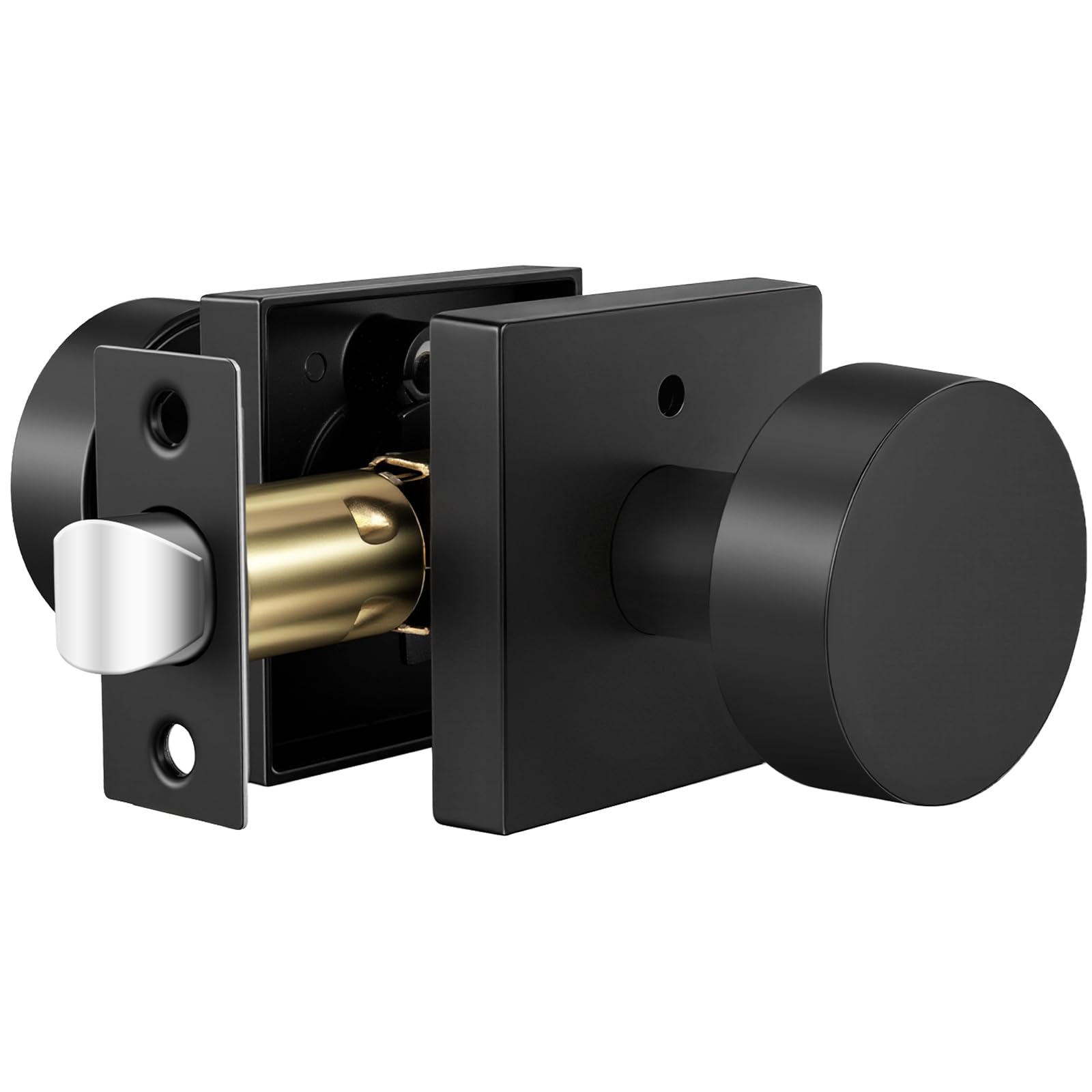 Photo 1 of Goldenwarm Matte Black Privacy Door Knob for Interior Doors, Zinc Alloy Black Door Knob Interior for Bedroom & Bathroom, Keyless Lock with Emergency Release, Adjustable & Reversible - 1 Pack