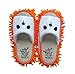Moolecole Cute Cartoon Panda Chenille Dusting Mop Slippers Detachable Floor Cleaning Mopping Shoes Cleaning Tool Free Size Orange