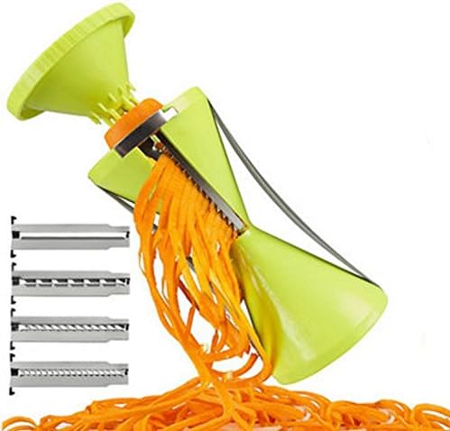 Vegetable Spiral Slicer Peeler Redesigned Handle 4 Blade Veggie Julienne Slicer Cutter