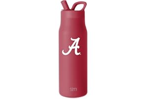 Simple Modern Officially Licensed Collegiate Alabama Crimson Tide Water Bottle with Straw Lid | NCAA Insulated Stainless Steel Travel Thermos | Leak Proof | Mesa Collection | University of Alabama