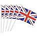 25 Pack Hand Held Small Mini Flag British Flag Untied Kingdom UK Stick Flag Round Top National Country Flags,Party Decorations Supplies for Parades,World Cup,Festival Events,International Festival