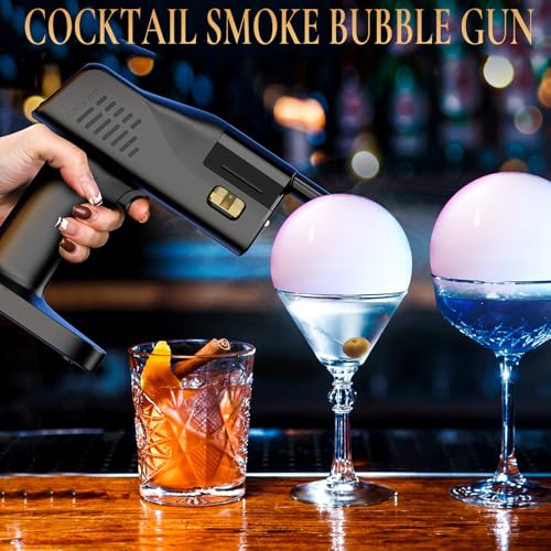 Seihoae Cocktail Bubble Smoke Gun, Funzionamento con un Solo Tasto, Portatile, con Schermo a Colori da 1,4 Pollici, per Baristi, Bar, Feste, Vino, Bevande, Caffè