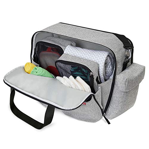 Skip Hop Weekender Travel Diaper Bag Tote with Matching Changing Pad, Duo Signature, Grey Melange Skip Hop Weekender Travel Diaper Bag Tote with Matching Changing Pad, Duo Signature, Grey Melange