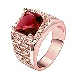 14mm Men's Fashion Squares Rings with Cubic Zirconia Ruby Size