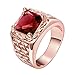 14mm Men's Fashion Squares Rings with Cubic Zirconia Ruby Size