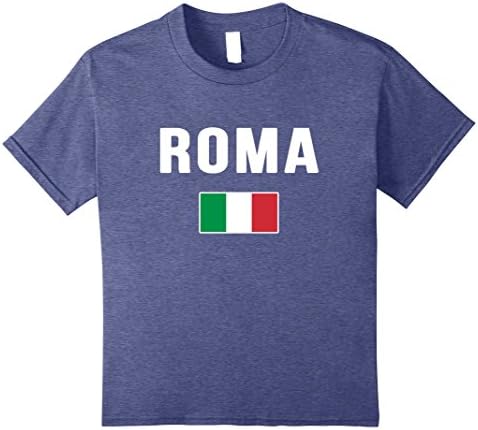unisex-child ROMA T-shirt Italian Flag Italy Tee Travel Souvenir Rome 8 Heather Blue