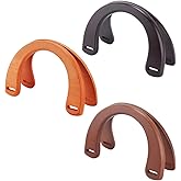 PH PandaHall 6 Pack Wooden Purse Handle U-Shaped Handles Replacement 3 Color Crocheted Handbags Handles for Handmade Beach Bag Handbags Straw Bag Purse Crocheted Handbags