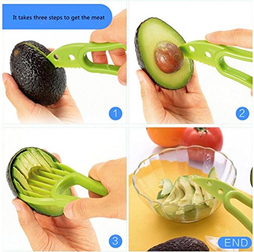 Ruibo 3 in 1 Avocado Slicer and Pitter Green - Multi-functional Avocado Peeler Cutter Skinner and Corer Tool - Thumbnail 6