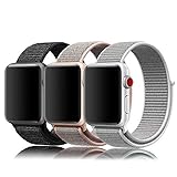 amBand for Apple Watch Sport Loop Band 42mm, Lightweight Breathable Nylon Replacement Band for Apple Watch Series 1, Series 2, Series 3, Sport, Edition-3 Pack F