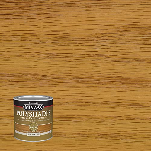 Minwax PolyShades Wood Stain + Polyurethane Finish ½ Pint, Honey Pine