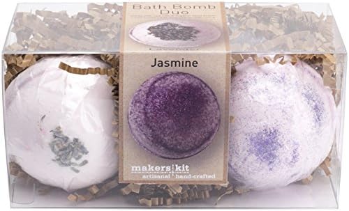 MakersKit Large All-Natural Bath Bomb Set made with real Shea Butter (Lavender and Jasmine 2-Pack)