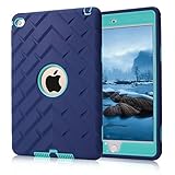 iPad mini 4 Case, iPad A1538/A1550 Case, Hocase Rugged Shockproof Anti-Slip Hybrid Hard Shell+Silicone Rubber Bumper Protective Case for Apple iPad mini 4th Generation 2015 - Navy Blue / Mint Green