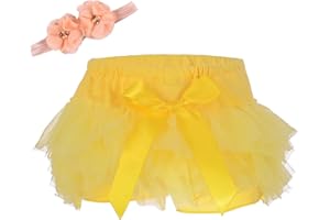 elamccor Baby Girls'Tutu Bloomers Newborn Toddler Cotton Tulle Ruffle Diaper Covers with Bow 0-24 Months