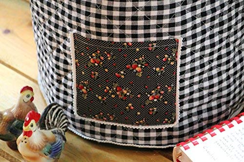Pressure Cooker Cover - Custom Made Accessories - Fits 6 QT Instant Pot Models (Black and White Gingham) - Thumbnail 2