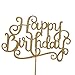 10 Gold Glittery Happy Birthday Cake Toppers. Sparkling Gold Glittery Birthday Cupcake Picks. Cake Smash Birthday Party Decorations, Candle Alternative Set Of 10. By Premium Disposables.