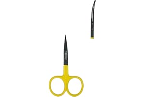 Kingfisher Fly Tying All Purpose Scissors 4 Inch, Yellow - Curved
