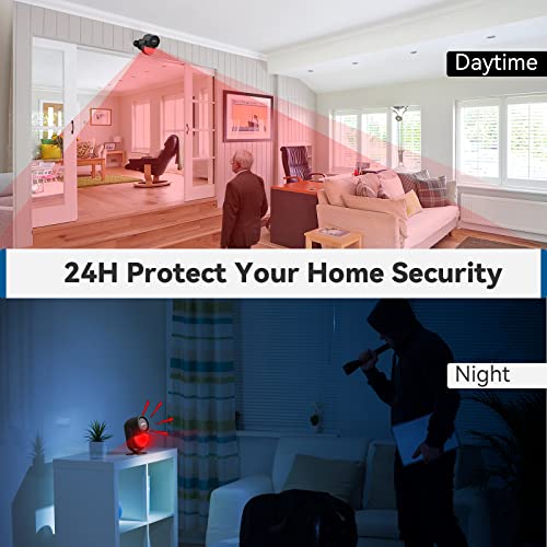 CPVAN Indoor Motion Sensor Alarm with Siren, Wireless Infrared DIY PIR Motion Detector Burglar Alarm System, Battery Operated, 125dB Adjustable, Remote Control for Home/Garage/Van/Shed/Shop. (Black)