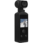 Handheld Action Camera, 270° Rotatable 4K HD WiFi Enabled Pocket Camcorder for Filming Travel Vlog Video, with Mic Clip, 30M Waterproof Case, 1.3in HD LCD Screen