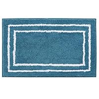 Artiron Banded Bathroom Rug Non-Slip Absorbent Water Super Cozy Floor Mats, Soft Shaggy Microfiber Kids Rugs Durable Machine Washable Bath Rugs for Shower Mat 18x24inch Blue