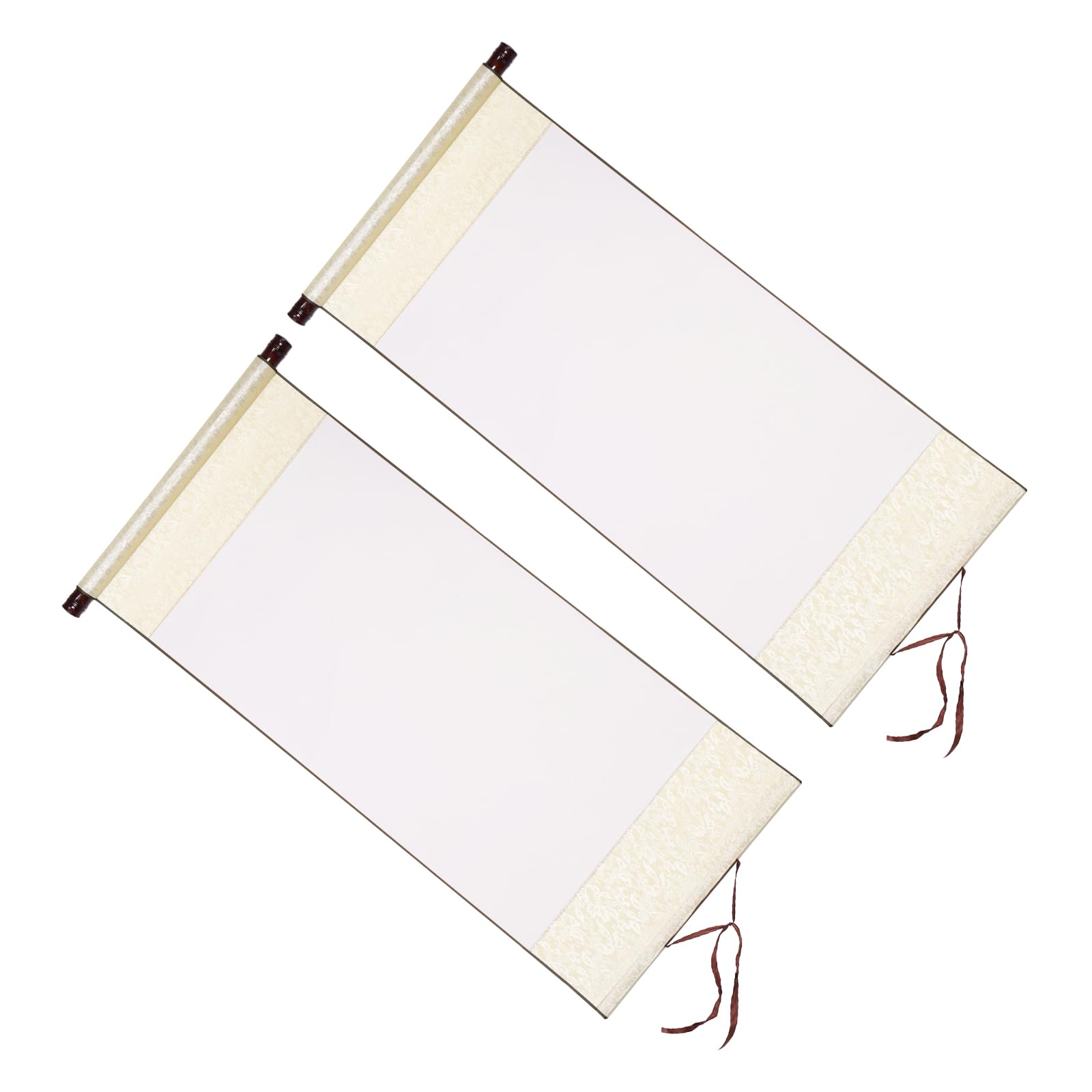 PATIKIL 35x16 Inch Xuan Paper Scroll, 2 Pack Silk Half Raw Ripe Blank Hanging Xuan Paper Chinese Calligraphy Practice Roll for Art Painting Home Decor, White