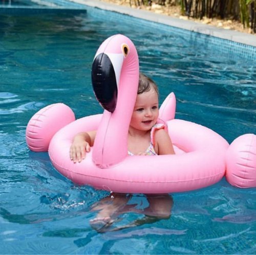 Baby Pool Float, Flamingo Inflatable Rafts Swim Ring Swimming Pool Toys for Kids- Bonus Carry Bag & Flamingo Drink Float - Thumbnail 3