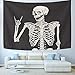 Wamika Rock and Roll Skull Home Decor Tapestries Wall Art Funny Skeleton Tapestry Wall Hanging Boho Hippie Bohemian Tapestry for Dorm Living Room Bedroom Black and White 51 X 59 Inches