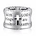 925 Sterling Silver CZ Cross Charms with God All Things are Possible Fit European Snake Bracelets
