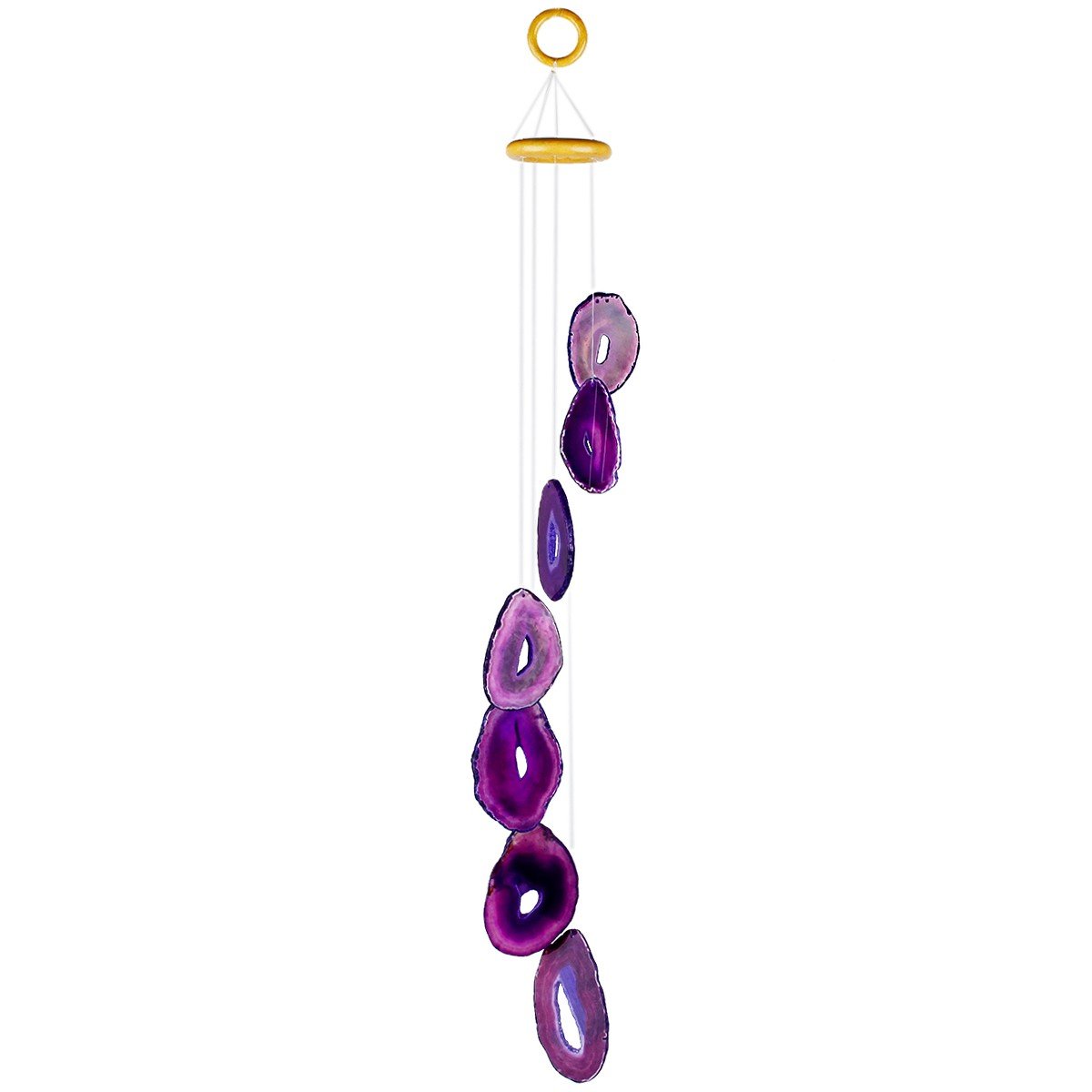mookaitedecor Purple Large Agate Slice Crystal Wind Chime for Porch Garden Indoor Outdoor Decoration, Healing Crystal Art Hanging Ornament Reiki Wind Chime Gift Good Luck Feng Shui Purple Home Decor
