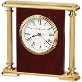 Howard Miller Pinehurst Table Clock II 549-771 &ndash; Rosewood Hall Finish, Fluted Brass Columns Top &amp; Base, Antique Home Decor, Quartz Movement