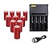 CR123A Rechargeable Battery And 4-Slots Universal Battery Charger, Veeki 16340 RCR123A 3.7V 650mAh Protected Li-ion 16340 Batteries 10Packs for High Drain Device (4S+10Battery)