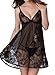 Sexy Lingerie,LOVEDATE Women's Sexy Lace Semi-Sheer Strap Babydoll Nightdress PJ Sleepwear(Medium, Black-2)