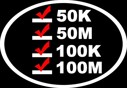 ULTRA RUNNER'S LIST 6.5" x 4.5" Vinyl Decal Sticker - 50K 50M 100K 100M Ultramarathon Trail Running - White w/Red