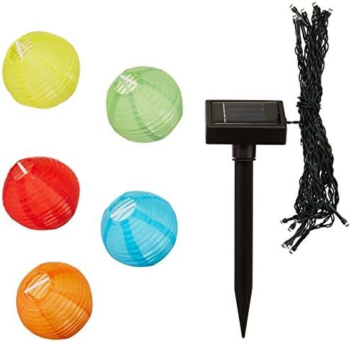 iLAZ Solar Lights Garden, Outdoor String Lights with 20LED 15.8ft Fairy Light with Fabric Lantern Ball Christmas Globle Lights for Path Party Decoration(Multicolor)
