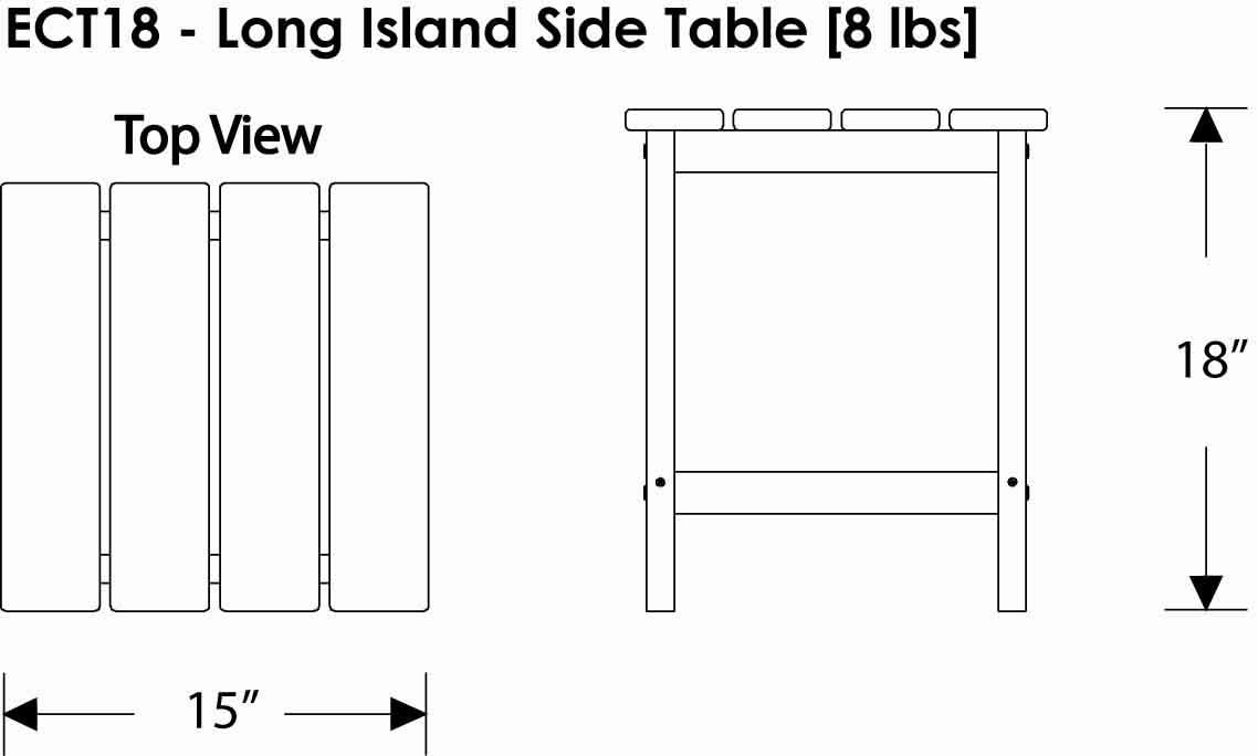 POLYWOOD ECT18WH Long Island 18" Side Table, White : Patio Side Tables : Garden & Outdoor