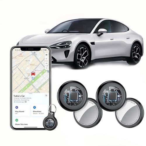 Tukio Air Tracker Tag (4-Pack), GPS Tracker Work with Apple Find My (iOS Only), Key Finder and Item Locator Tag with Protective Case/Key Ring/Lanyard, Smart Tag for Key/Luggage/Bags/Wallet, (Black)