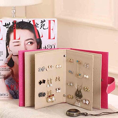 YKDY Leatherity Ear Nail Storage Organizer Book Earring Cabinet Gift Case (Black) (Color : Magenta)