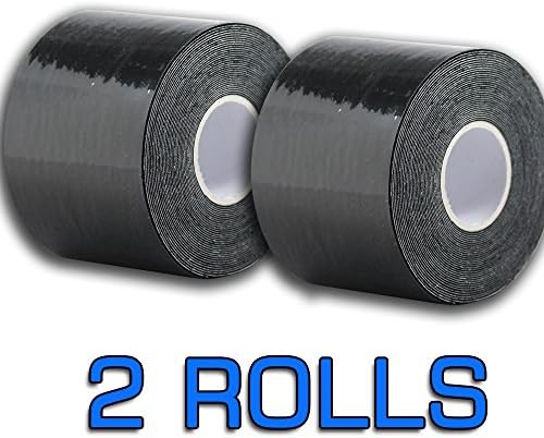 Kinesiology Tape MaxTape Elastic Kinesio Tape for Athletes - Therapeutic Sports Tape for Injury and Performance - Ideal for Knee, Shoulder, Elbow, Ankle, Back, Neck Pain and Much More - Superior Waterproof Technology and Adhesion - Latex Free - 2 inches x 16.4 feet - 100% Lifetime Guarantee (Black)