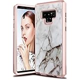 LEAPTECH Hybrid Galaxy Note 9 Case, Marble Pattern 3 in 1 Heavy Duty Shockproof Fit TPU and Hard PC Protective Armor Phone Case Cover Compatible with Samsung Galaxy Note 9 / SM-N960U (Off-White)