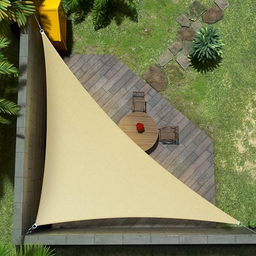 Photo 1 of Amgo 20' x 20' x 28.3' Beige Right Triangle Sun Shade Sail Canopy Awning Cloth AGTAPRT20 - UV Blockage, Water & Air Permeable, Heavy Duty Commercial Grade, Outdoor Patio Garden (We Make Custom Size)